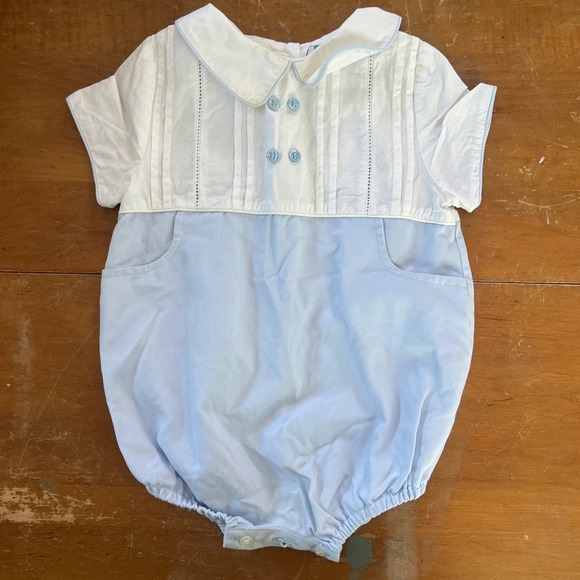 NLI Other - Luli Bubble Romper‎ 18M Baby Boy Pintuck Pinstripe Blue White Vintage Classic